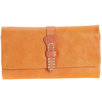 Yellow clutch cowhide flip envelope retro style