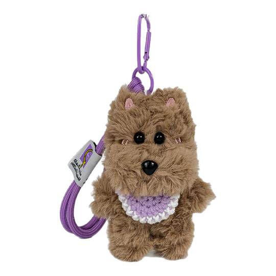 小红书同款毛绒西高地小狗包挂件手工钩织迷你围兜口水巾狗狗玩偶