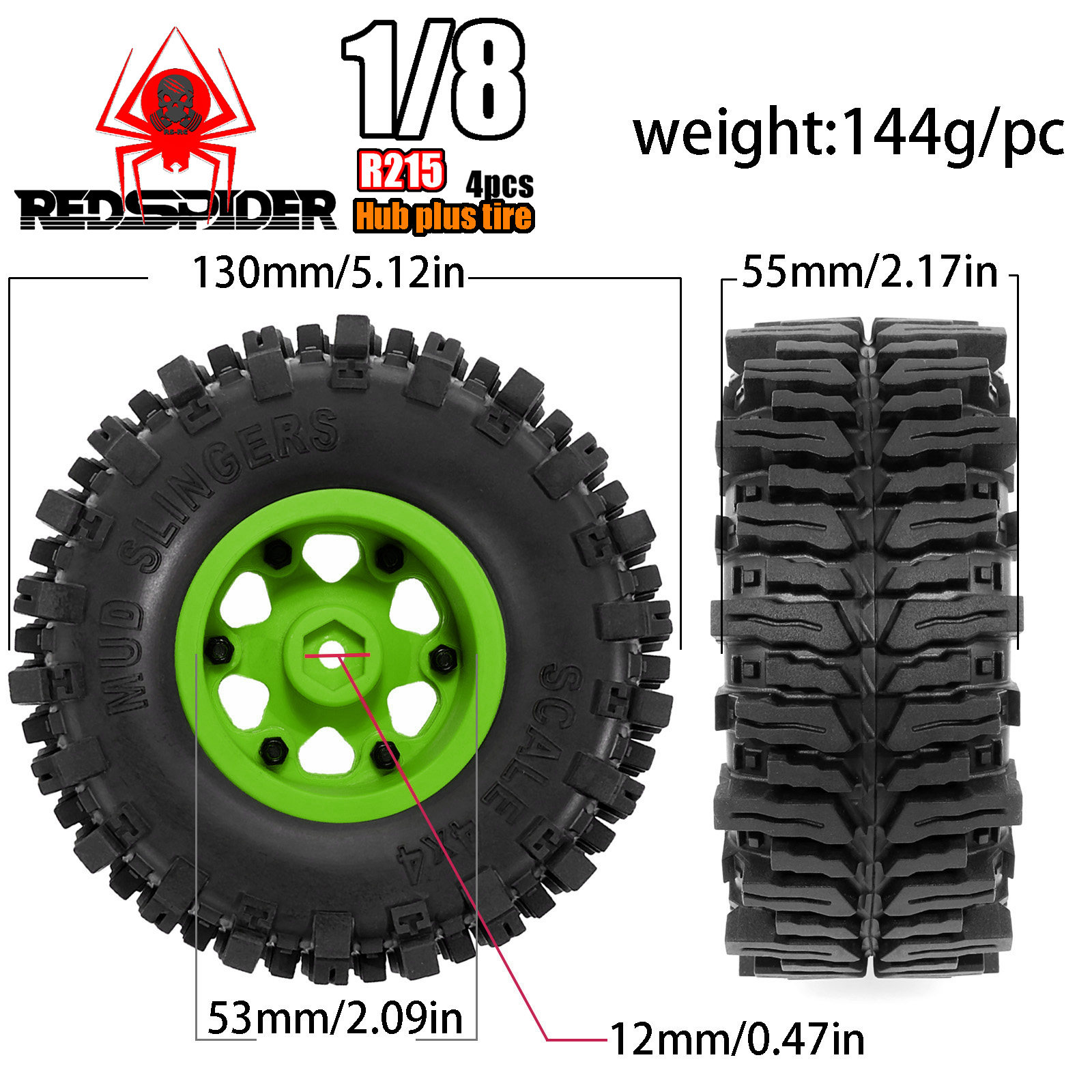 Rs Red Spider รถขึ้นเขา 1/8 Crossrc ควบคุมง่าย Mst Meijiaxin H8H ชุดยาง + ยาง R215