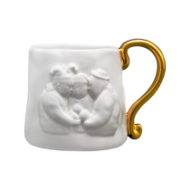 Xiqi Art Taoyuan Sanjiao embossed bone china cup art cup with exquisite gift box large cup