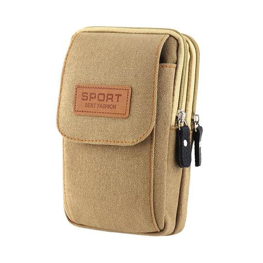 新款手机包男穿皮带手机套腰带挂包多功能横竖款帆布手机袋中老年