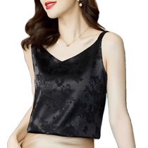 Chinese style dark pattern jacquard silk camisole womens new Chinese style V-neck acetate sleeveless bottoming shirt suit inner wear