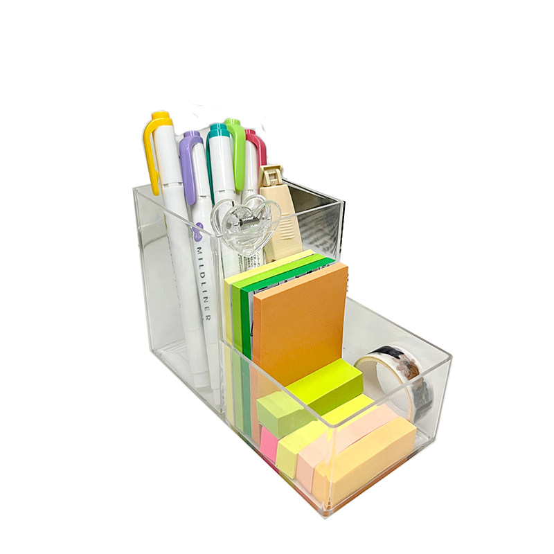 Ins style transparent pen holder, high-looking stationery, small card storage box, office work station organizing box, school season gift
