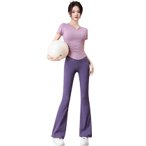 Internet celebrity yoga clothing suit for women 2024 new high-end summer thin running sports fitness clothing micro-flared pants
