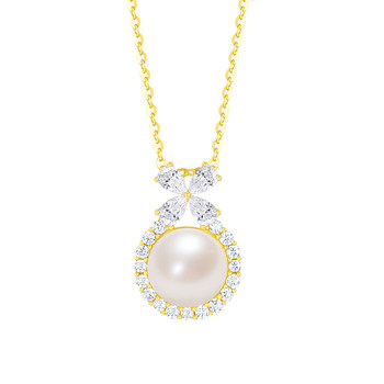 Birthday gift chow tai sang pearl necklace for women sterling silver