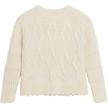 erdosKIDS 24th autumn and winter new round neck sweet thickened warm sweater elegant and versatile childrens pullover