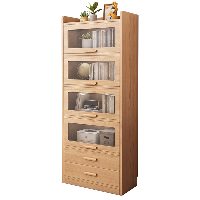 Solid wood custom bookcase student dustproof floor storage cabinet