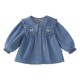 Girls Spring Soft Denim Shirt Baby Doll Collar Shirt Pure Cotton Kids French Top Spring Clothes for Children