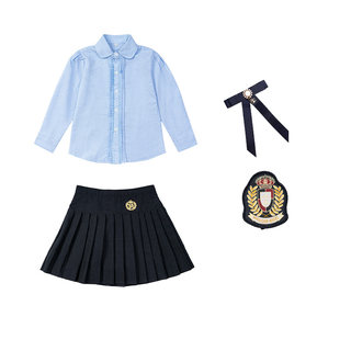 元旦小学生班校服jk蓝白衬衫合唱朗诵演出学院风女儿童毕业照套装
