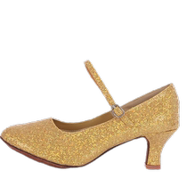 Womens Adult Modern Dance Shoes Medium High Heels National Standard Soft Sole Ballroom Dance Flash Gold Dance Shoes Performance Seasons