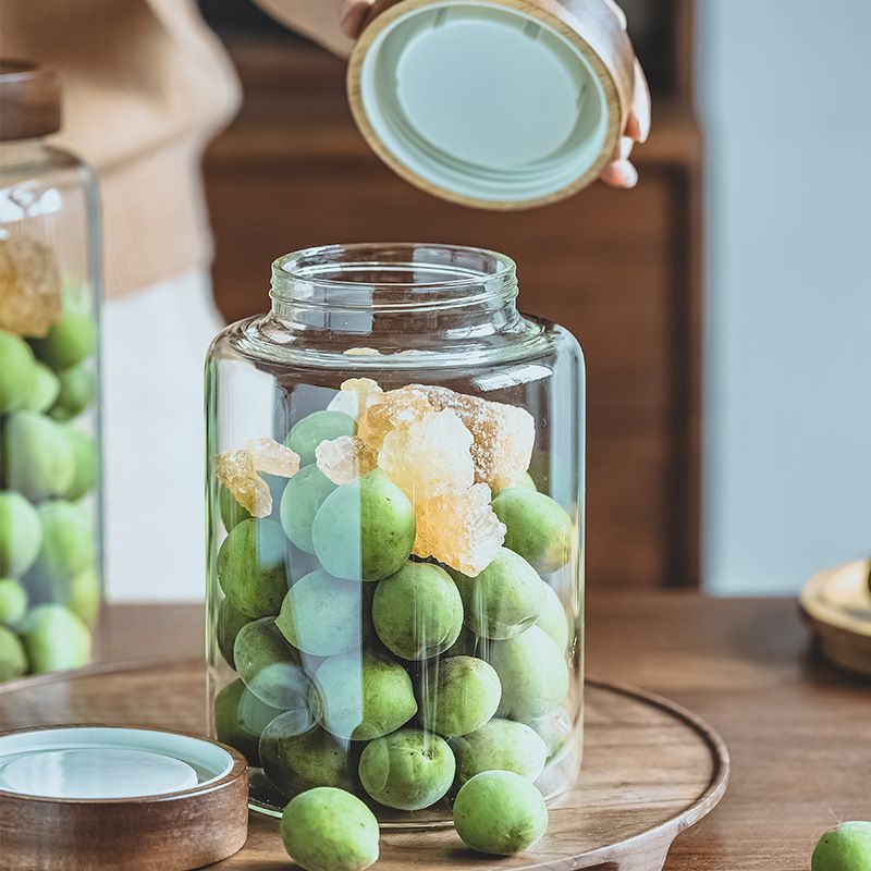 Large-capacity screw-top glass wine bottle food-grade wine can can green plum, Chen lychee soaked grains leather storage sealed tank