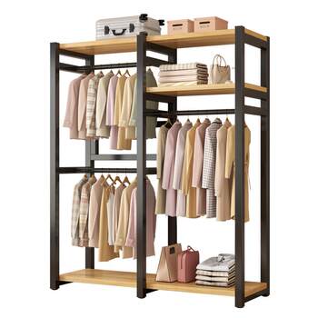 Coat rack floor-standing bedroom household dust-proof wardrobe simple coat hanger metal cloakroom shelf storage rack integrated