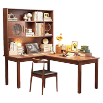 Nanyun solid wood corner desk bookshelf integrated small apartment L-shaped computer desk corner study table 7-shaped writing desk