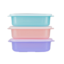 (Self-operated) Tupperware New Microwave Square Lunch Box 1L Large Capacity Student Lunch Box Food Preservation Storage Box