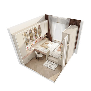 Quanyou whole house customized tatami desk wardrobe integrated wall storage cabinet teenagers bedroom multi-function room
