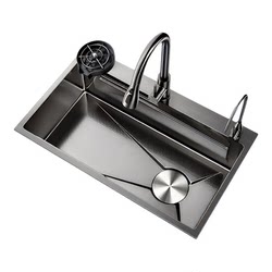 Large Single-Slot Kitchen Sink, Thickened, 5.0m Grain Embossed, Household 304 Stainless Steel Dishwashing Basin, Under-Counter Sink