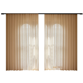 Balcony insulated sunscreen mirror veil curtain light-impermeable bedroom bay window curtain window screen milk tea color high-end