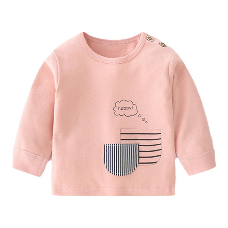 Spring and autumn long-sleeved pure cotton round-neck autumn T-shirt