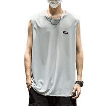 Sleeveless mens t-shirt summer new loose quick-drying mesh sports vest fitness outer wear ice silk thin vest ins