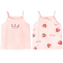 Yi Lala girls sling pure cotton thin childrens vest inner wear cotton girl loose T-shirt baby bottoming 2 pieces