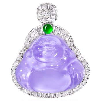 Vising natural quartz jade foam jade enamel color cushion purple violet buddha pendant sweater chain