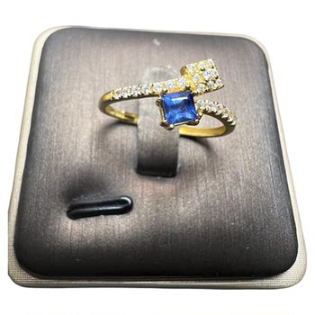 Natural unfired royal blue sapphire ring square 3 925 silver precision inlaid natural colored gemstone jewelry fashion