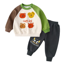 The Jing Kirbaby Sweatshirt Suit Spring Autumn Season 2024 New Tide Baby Boy Clothes Boy Clothes Girl Foreign Spring Clothing