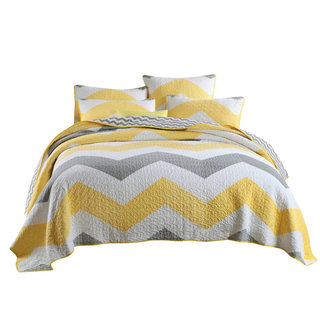 外贸出口拼块绗缝被三件套加大双人纯棉床盖夹棉空调被床单床罩