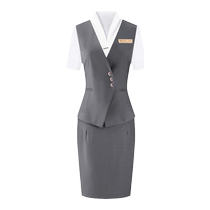 Fashionable professional vest shirt suit summer interview formal dress flight attendant catering waiter work clothes hotel uniform