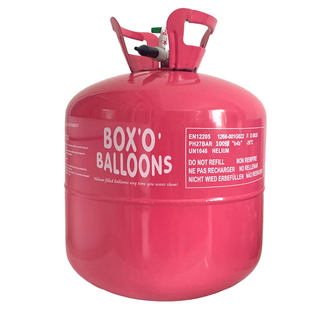 Helium tank balloon inflated and floating in the air decoration arrangement