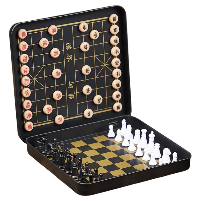 2-in-1 Magnetic Mini Portable Chess ຈີນ