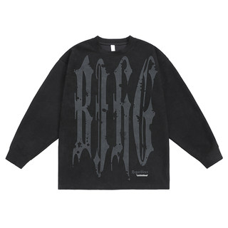 BJHG letter print suede crew neck sweatshirt