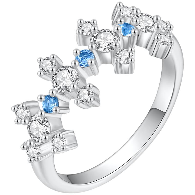 ZEGL blue starburst ring light luxury zircon index finger ring