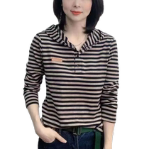 Spring and autumn long-sleeved T-shirt womens new slim T-shirt middle-aged mother wear loose large size hooded sweatshirt bottoming shirt