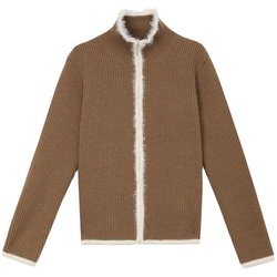 PAPERLLL Xinjian wool arctic velvet fur edge sweater ຂອງແມ່ຍິງດູໃບໄມ້ລົ່ນແລະລະດູຫນາວການຫຼຸດຜ່ອນອາຍຸການອອກແບບ knitted sweater cardigan jacket