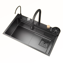 Oaks 1566 kitchen waterfall rain vegetable sink large single tank household 304 stainless steel sink vegetable sink