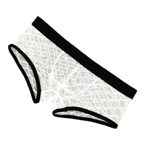 Mens flat panties mesh transparency fashionable personality low waist mens comfortable elastic quad pants