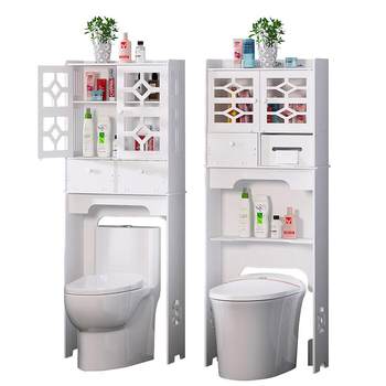 Smart toilet upper storage rack waterproof cabinet door drawer