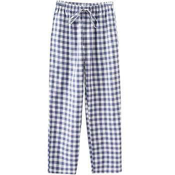 Catman pure cotton pajama pants men's trousers thin loose large size cotton casual home plaid home pants men's spring and autumn