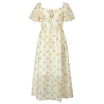 Shifanli pink floral dress 24 summer french dopamine mid-length skirt women's skirt evely outlets store