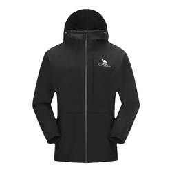 [Windbreaker] Camel outdoor hard-shell jacket for men and women 2024 spring and summer anti-storm rain single-flush jacket phantom black