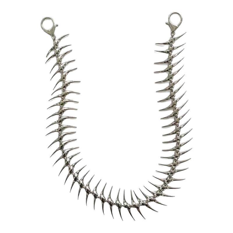 AVAVAVA high street dark fishbone jeans waist chain hip-hop punk men and women same style pants chain bag hanging chain