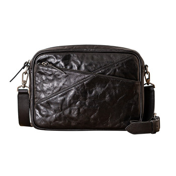 Back step genuine leather men's shoulder bag simple crossbody bag trendy