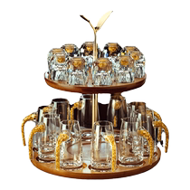 Liquor Cup Light Extravagant Home Suit Diamond With Gold Leaf Advanced Crystal Glass Sip Glass White Wine Distributor Wine Punch