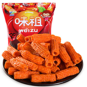 Korean Imported Nine-Day Fried Rice Cake Strips, Spicy Fried Rice Cake Strips, Puffed Fried Snacks, 100g*5 Bags
