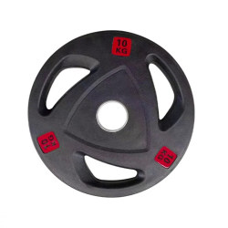 Rubber-Coated Barbell Plates, Three-Hole Plates, Commercial Professional Gym Large Hole 5cm Cast Iron Rubber-Coated Plates, Kilogram Weightlifting
