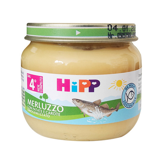 意大利版喜宝HIPP有机婴幼儿宝宝鳕鱼蔬菜泥辅食泥合80g 4个月+