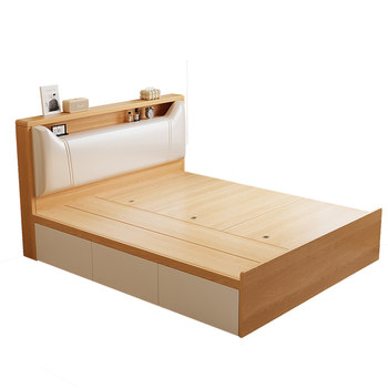 Solid wood tatami bed with bedside double storage bed for rental 1.2m household floor small apartment single bed
