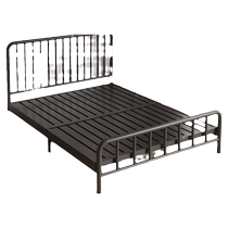 Natural art and iron bed double bed 1 8 meters simple 1 5 reinforced thickened single iron bed rental house iron frame bed
