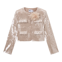 self-portrait 2024 new autumn and winter light gold sequin flower decorated jacket top